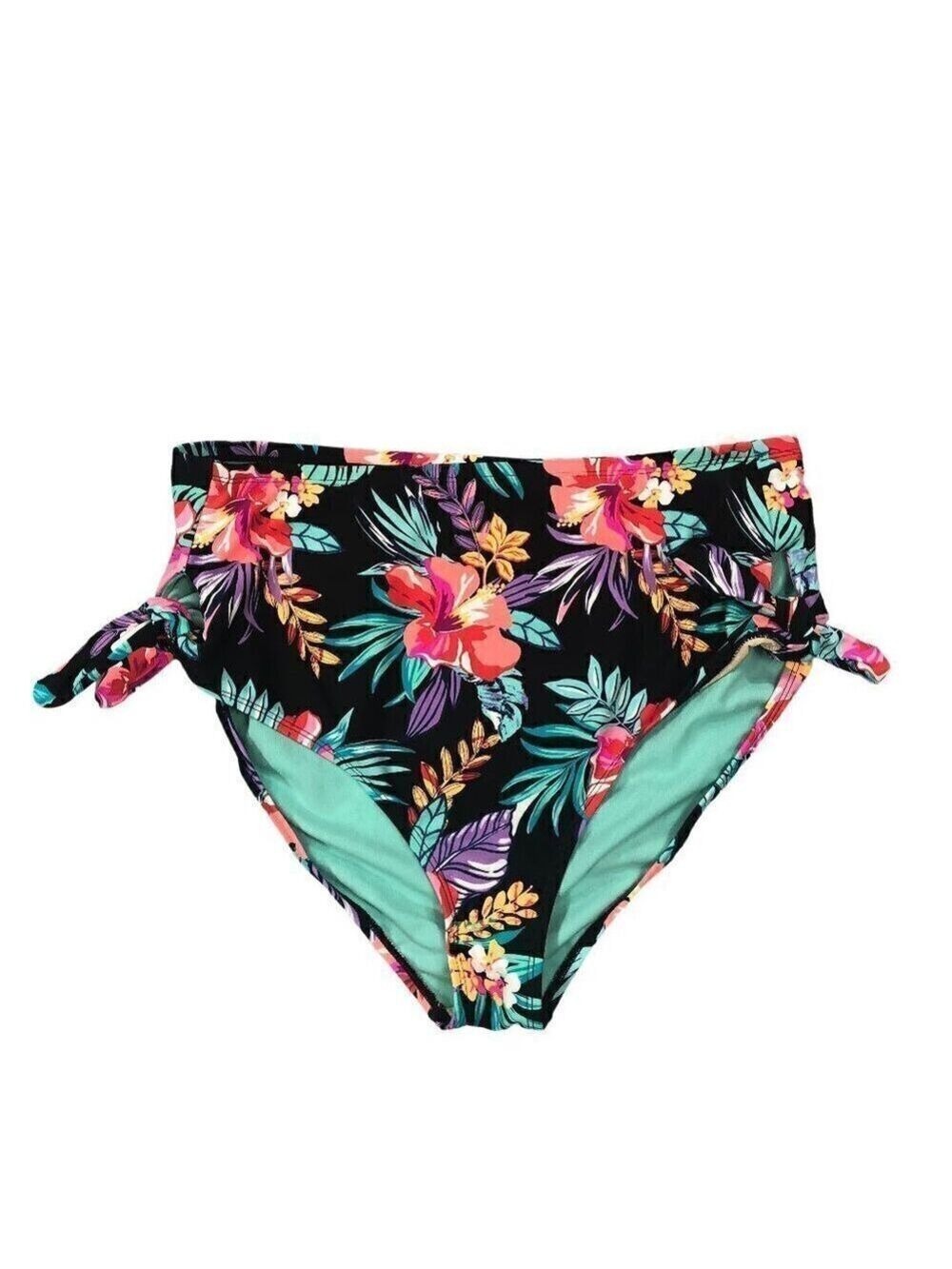 California Sunshine NWT Black Floral Bikini Swim Bottom Size 2X